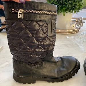 Chanel Quilted Leather Snow Boots